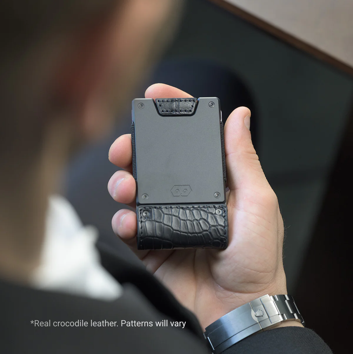 PROOF Wallet | The Everglade | Black Full Grain Crocodile Leather & Dark Gunmetal - Image 2