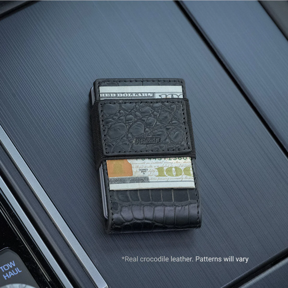 PROOF Wallet | The Everglade | Black Full Grain Crocodile Leather & Dark Gunmetal - Image 3