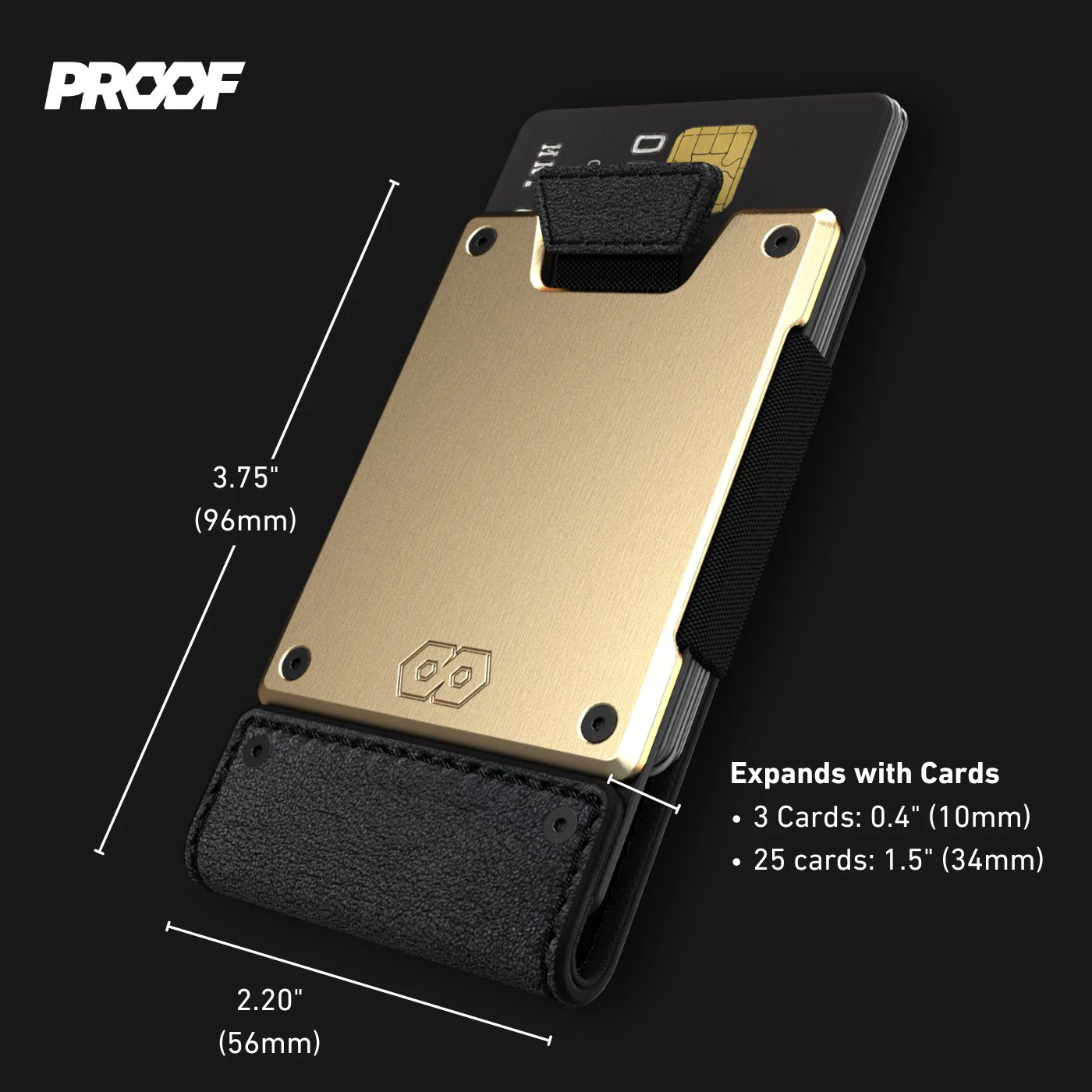 PROOF Wallet | The Obsidian | Black Full Grain Leather & Brushed Brass - Image 4